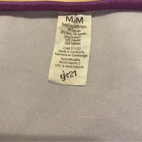 G21 Metallic Purple Ruffled String Bikini Swimsuit Size Medium - Picture 15 of 15